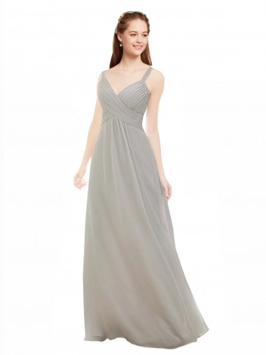 Chiffon Bridesmaid Dress with Ruched Draped Bodice for Sale