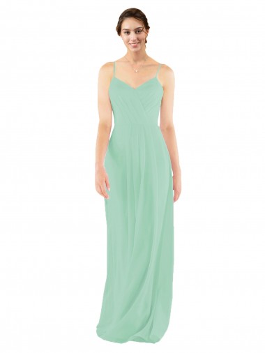 Classic Long Chiffon Bridesmaid Dress with V-Neck for Sale