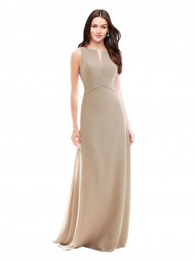 Elegant Bridesmaid with High Neckline and Illusion V-Neck for Sale